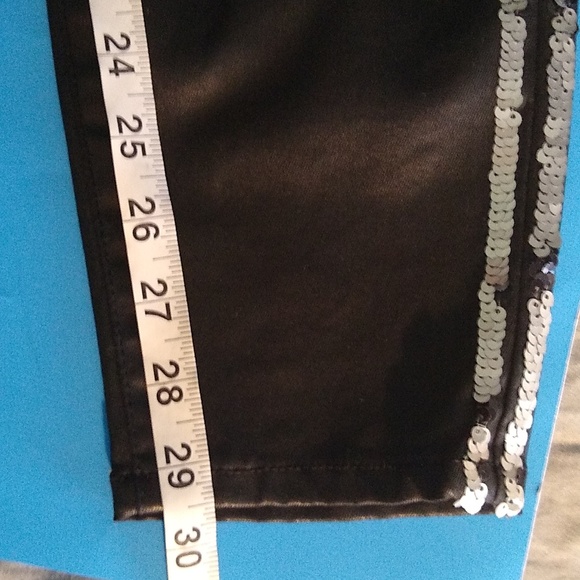 Tractor blu faux leather pants/ jeans size 28 w/ silver sequins at the sides - Picture 9 of 9